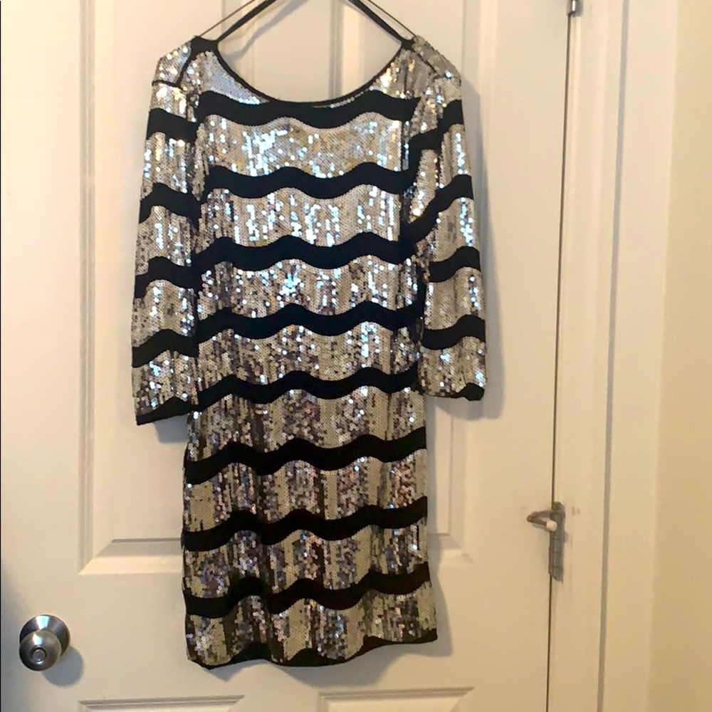 Party Dress long sleeve black and silver